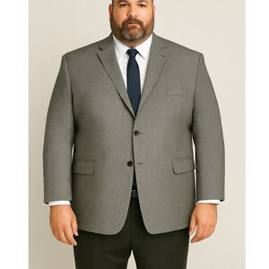 Joseph&Feiss 48L Plaid Wool Blazer Big&Tall Classic Dinner Jacket Sportcoat Gray